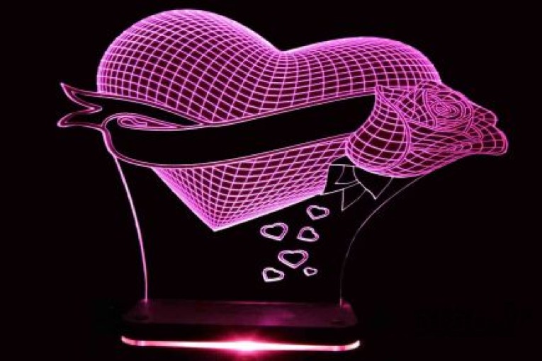 چراغ خواب سه بعدی نورا مدل قلب و گل