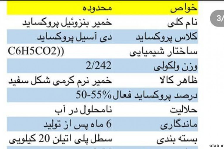 بنزوییل پروکساید خمیری برند سیپان