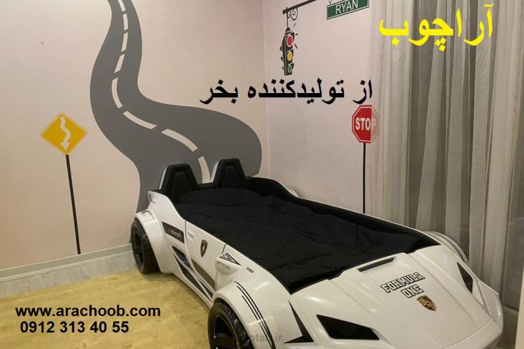 تخت خواب کودک و نوجوان پسرانه طرح ماشین -آراچوب