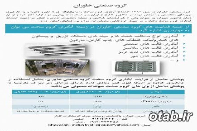 خدمات آبکاری کروم سخت و نواپاکس